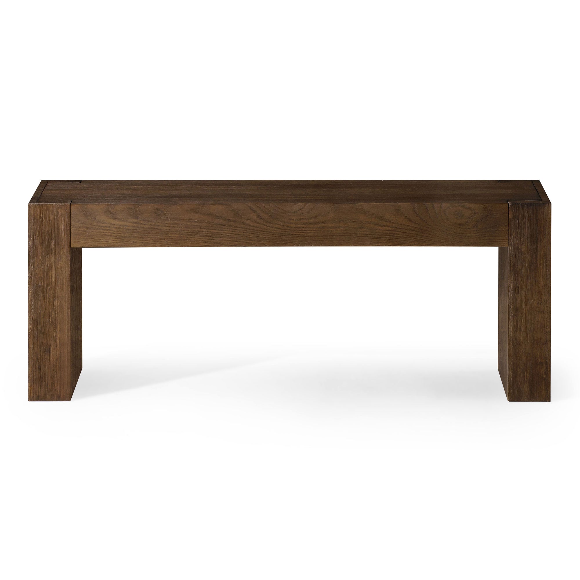 Zeno Contemporary Wooden Bench in Weathered Brown Finish