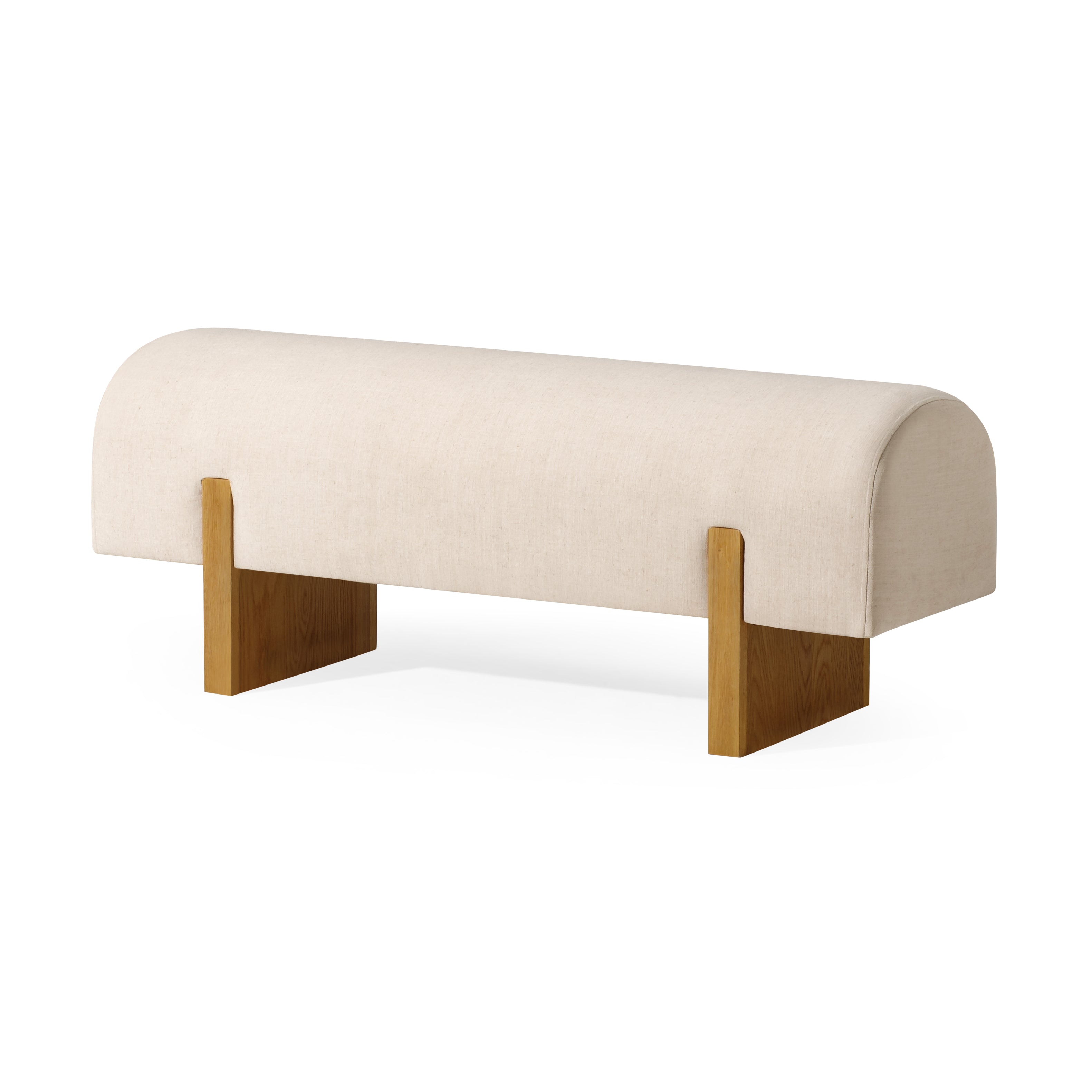 Juno Modern Upholstered Wooden Bench in Refined Natural Finish
