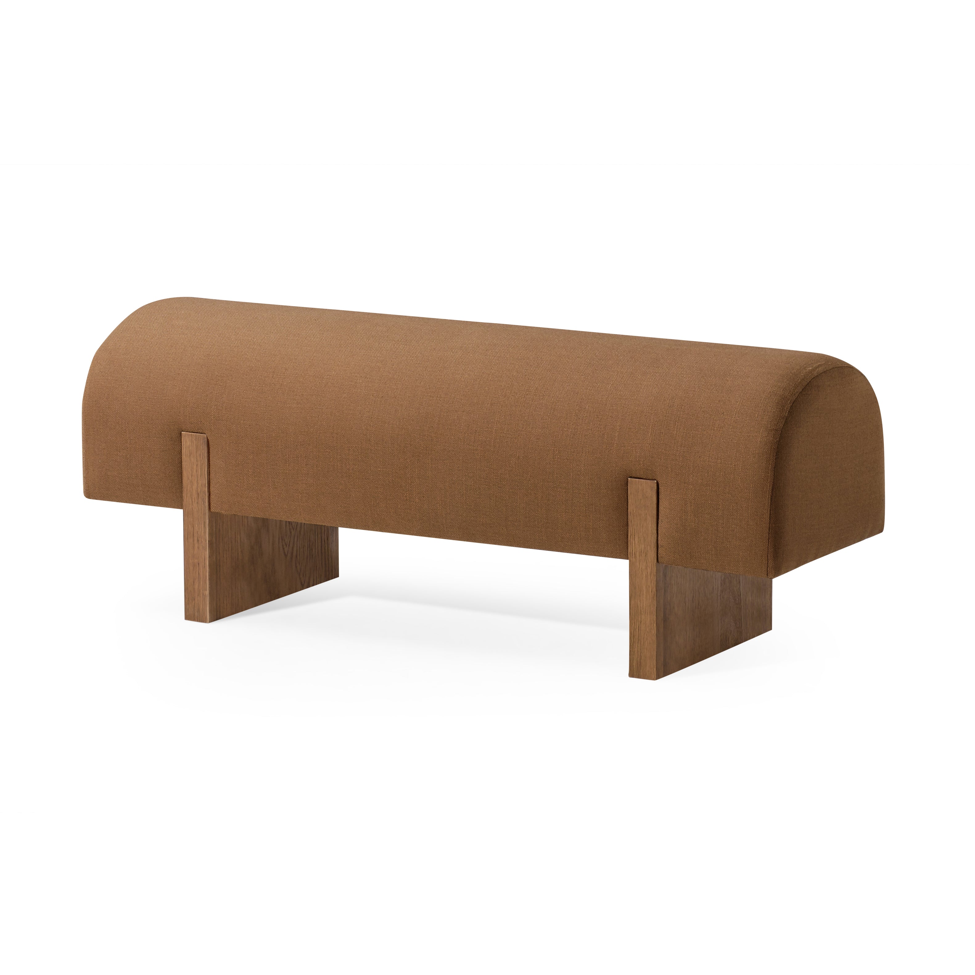 Juno Modern Upholstered Wooden Bench in Refined Brown Finish