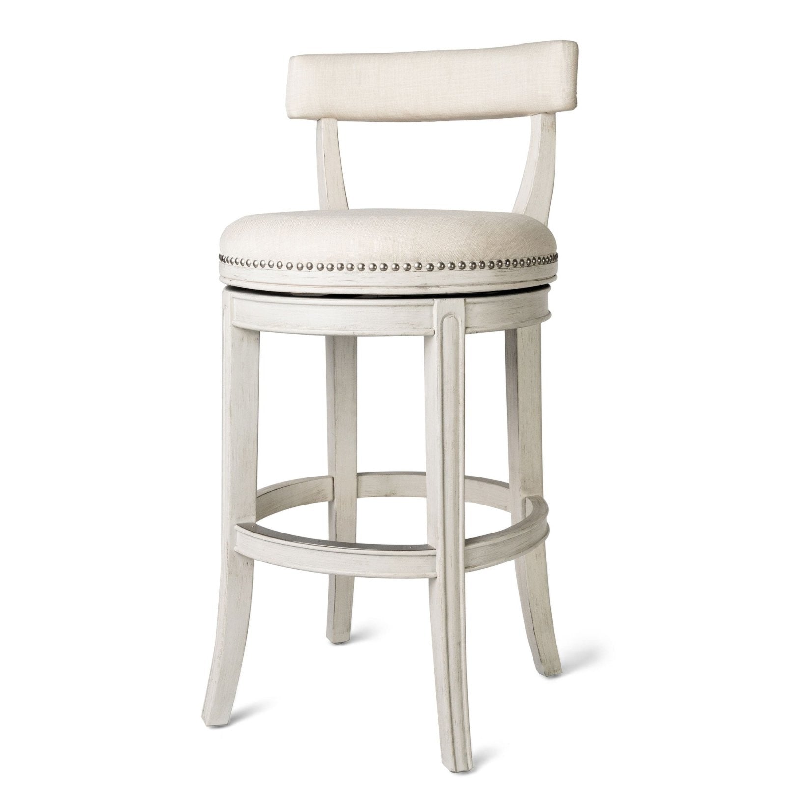 Alexander Bar Stool in White Oak Finish w/ Natural Color Fabric Upholstery