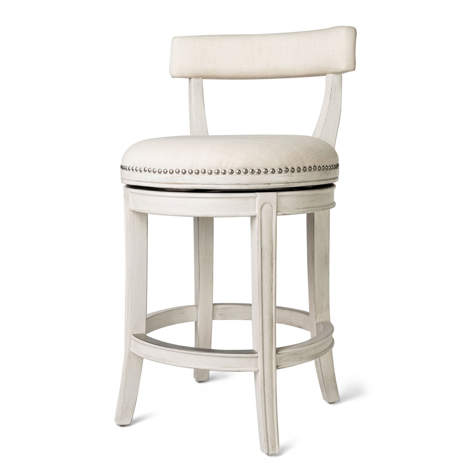 Alexander Counter Stool in White Oak Finish w/ Natural Color Fabric Upholstery